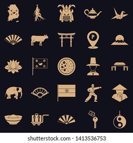 Asian things icons set. Simple set of 25 asian things vector icons for web for any design