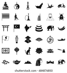 Asian things icons set, simple style