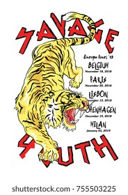 asian tiger illustration