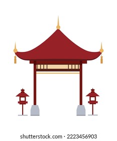 Asian traditional alcove building illustration