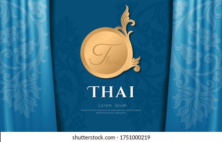 Asian traditional art Design Vector on fabric and Logo, Thai traditional design, Thai background.