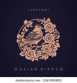 Asian traditional bird patterns ancient Chinese flower and bird patterns