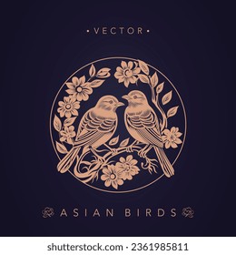 Asian traditional bird patterns ancient Chinese flower and bird patterns