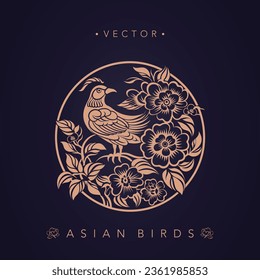 Asian traditional bird patterns ancient Chinese flower and bird patterns