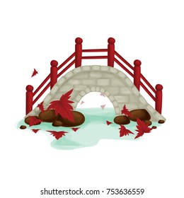 Asian Traditional Bridge in Autumn