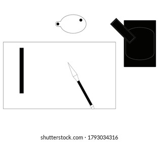 asian traditional calligraphy illustration tools collection