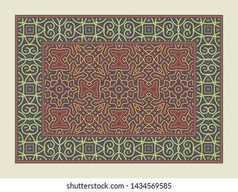 Asian traditional carpet. Colorful tribal ornament. Decorative pakistani rug.