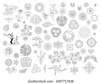 Asian traditional design, Print art symbol of asia. vector illustration