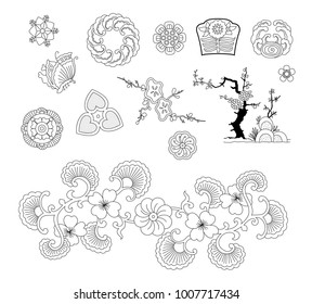 Asian traditional design, Print art symbol of asia. vector illustration