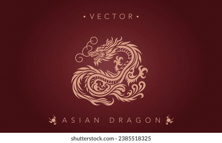 Asian traditional dragon pattern ancient Chinese dragon