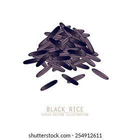 Asian traditional food of Japan, Korea and China. Vector illustration of black rice pile. 