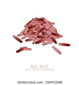 Asian traditional food of Japan, Korea and China. Vector illustration of red rice pile. 