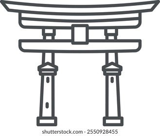 Asian traditional gates. Travel landmark line icon