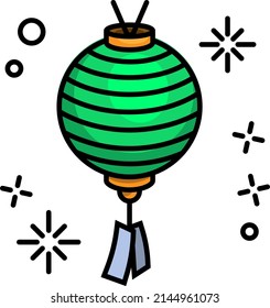 Asian traditional night street paper lanterns