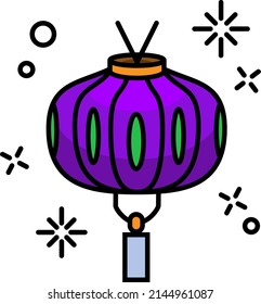 Asian traditional night street paper lanterns