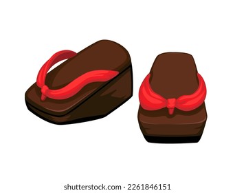 Asian traditional wooden sandal cartoon illustration vector