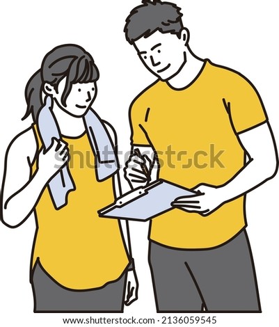 Asian trainer giving exercise advice