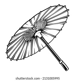 Asian umbrella. Asian element vector. Eastern culture symbol. Chinese umbrella isolated.