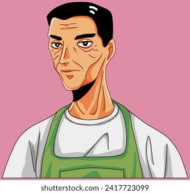 Asian Uncle Vector Clipart Illustration