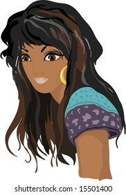 Asian vector smiling girl