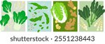 Asian Vegetables Pack Collection - hand made vector illustrations