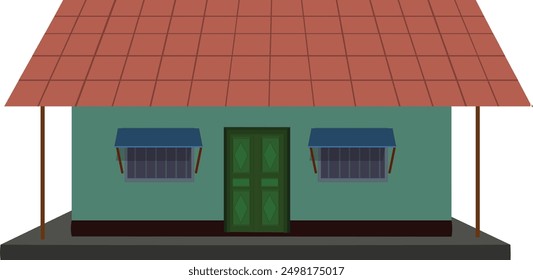 Asian village hut design. African poor farmer cottage vector illustration isolated on white background