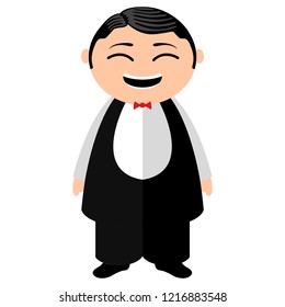 Asian waiter cartoon character. Vector illustration design