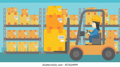 Warehouse Workers Arranging Goods On Shelves Stock Vector (Royalty Free ...