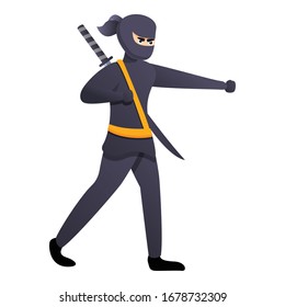 Asian warrior attack icon. Cartoon of asian warrior attack vector icon for web design isolated on white background