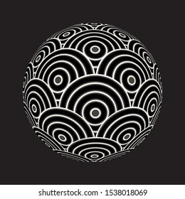 asian waves ball in silver black shades