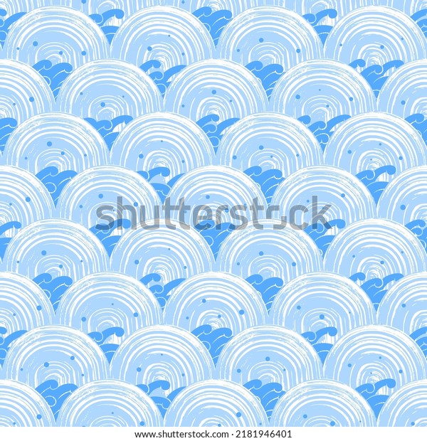 Asian waves. Seamless\
pattern. Vector