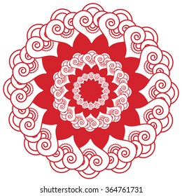 Asian wedding makeup  henna tattoo decoration inspired flower, floral shape with  heart elements in white and red symbolizing happiness, love and spiritual life 
