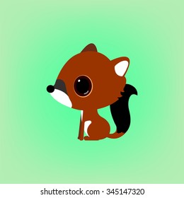 Asian wild dog vector illustrator. Red fox cartoon.