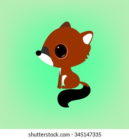Asian wild dog vector illustrator. Red fox cartoon.