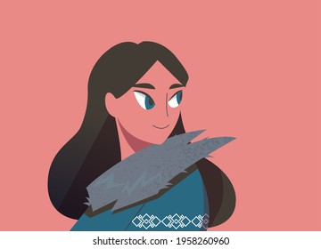 Asian woman in blue triditional outfit. female profile. concept of coronavirus and stop asian hate. vector illustration.