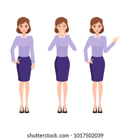 Asian woman character to presenting and different pose. Illustration vector of people design.