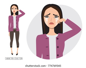 asian Woman Crying vector