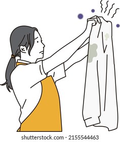 Asian Woman Doing Laundry On Behalf Of Housework