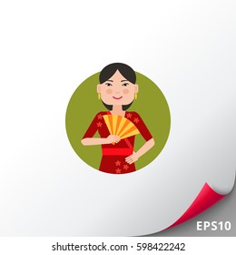 Asian woman with fan