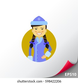 Asian woman in fancy dress with hat