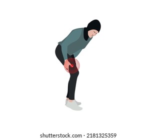 Asian woman having muscle spasm