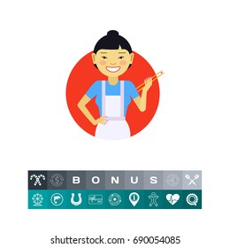 Asian woman holding chopsticks