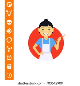 Asian woman holding chopsticks