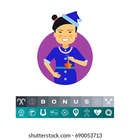 Asian woman holding star