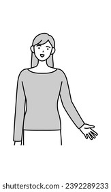 Asian woman in regular clothes talking to , Vector Illustration