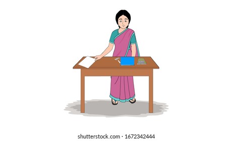 An Asian woman is a school teacher - illustration