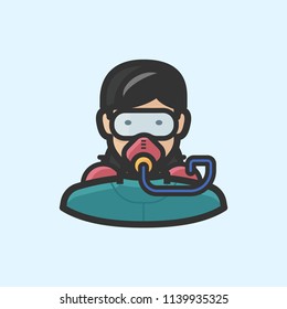 Asian woman scuba diver