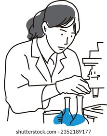 Asian woman working in a research position