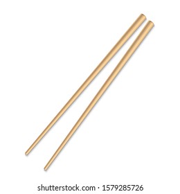 Asian wooden chopstick  isolated. japanese bamboo stick.