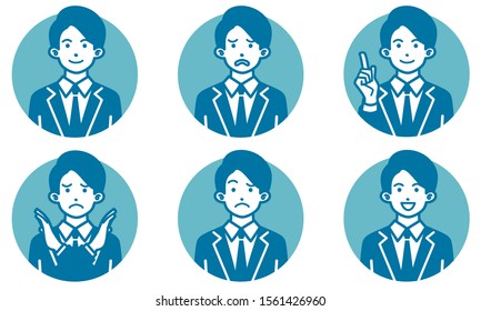 
Asian working men icon set